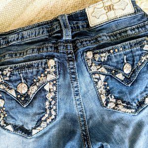 MISS ME Women's Skinny Blue Jeans Embellished Bling!